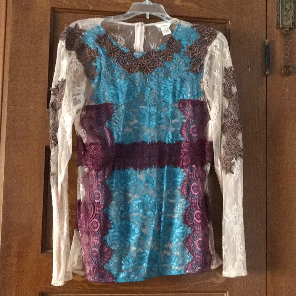 Lace blouse with silk cami